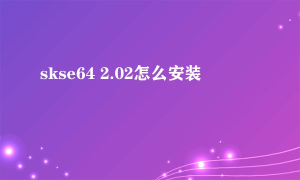 skse64 2.02怎么安装