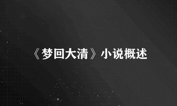 《梦回大清》小说概述