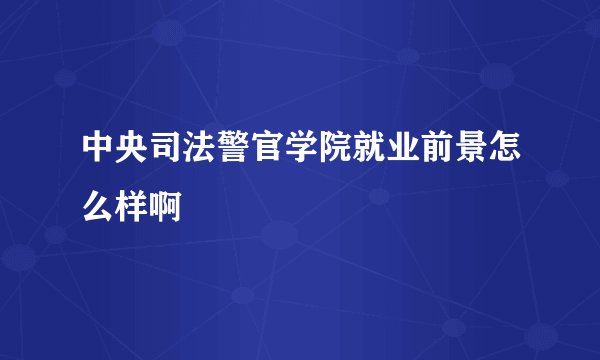 中央司法警官学院就业前景怎么样啊
