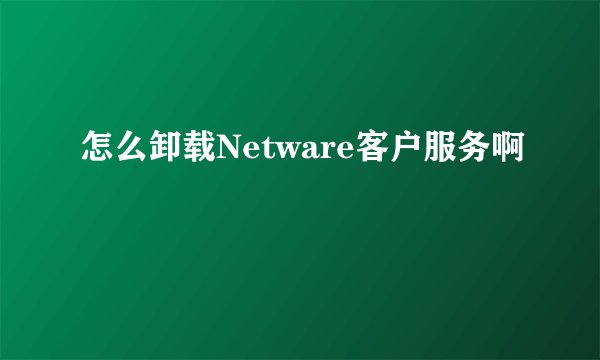 怎么卸载Netware客户服务啊