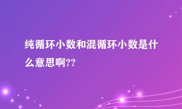 纯循环小数和混循环小数是什么意思啊??