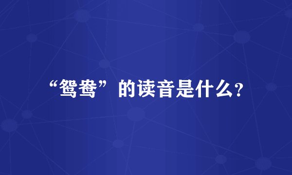 “鸳鸯”的读音是什么？