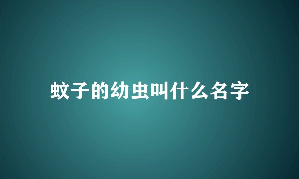 蚊子的幼虫叫什么名字