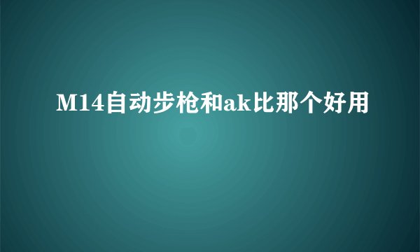 M14自动步枪和ak比那个好用