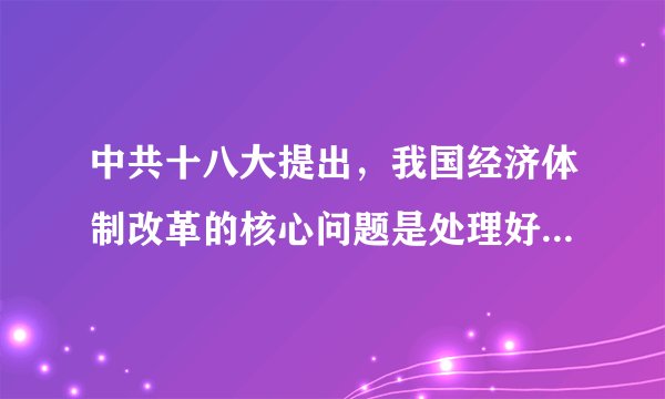 中共十八大提出，我国经济体制改革的核心问题是处理好政府和市场的关系，处理好二者关系必须①政府充分放