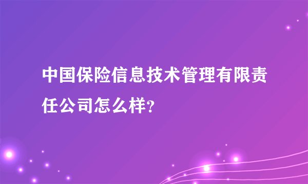 中国保险信息技术管理有限责任公司怎么样？