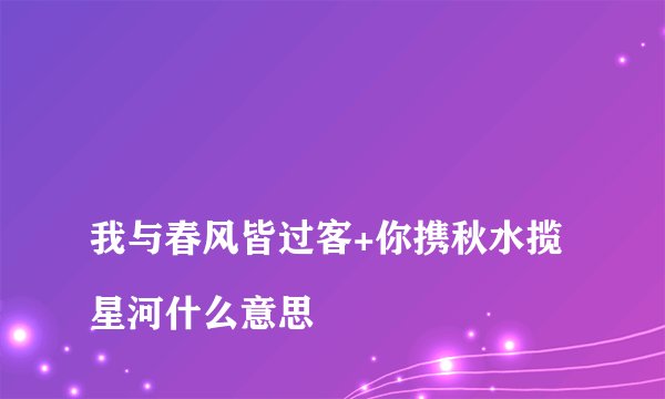 
我与春风皆过客+你携秋水揽星河什么意思

