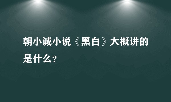 朝小诚小说《黑白》大概讲的是什么？