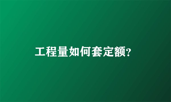 工程量如何套定额？