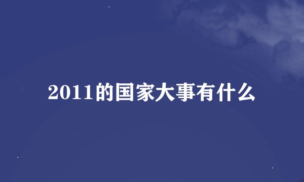 2011的国家大事有什么