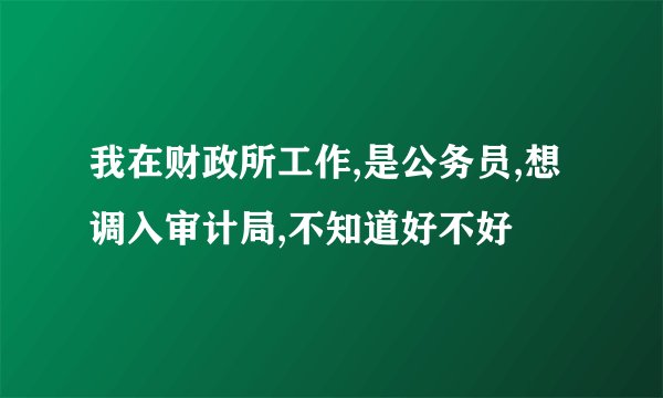 我在财政所工作,是公务员,想调入审计局,不知道好不好