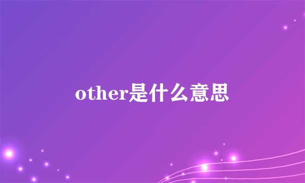 other是什么意思