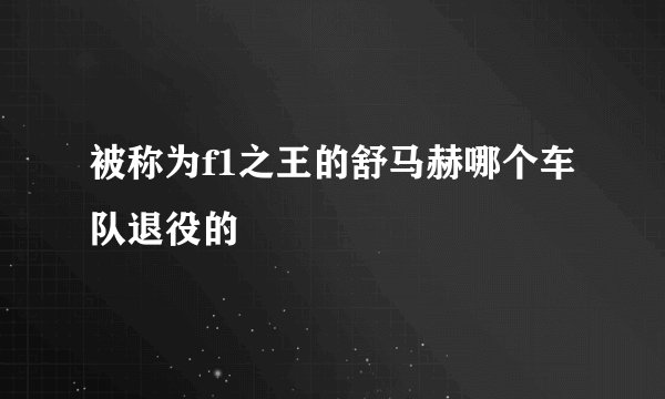 被称为f1之王的舒马赫哪个车队退役的