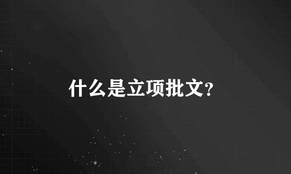 什么是立项批文？