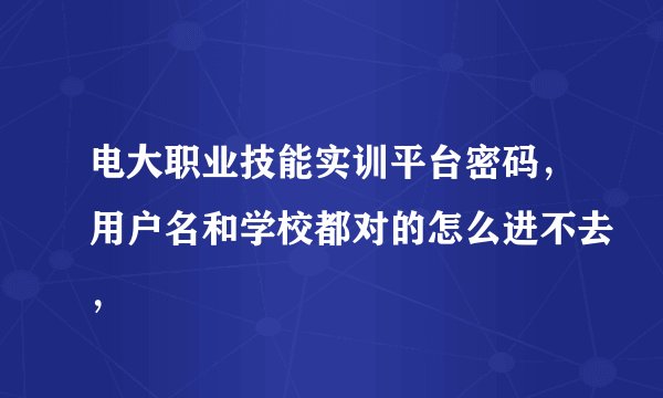电大职业技能实训平台密码，用户名和学校都对的怎么进不去，