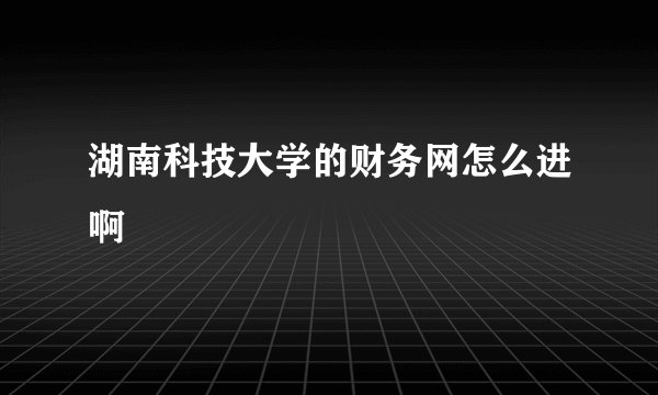 湖南科技大学的财务网怎么进啊