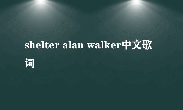 shelter alan walker中文歌词