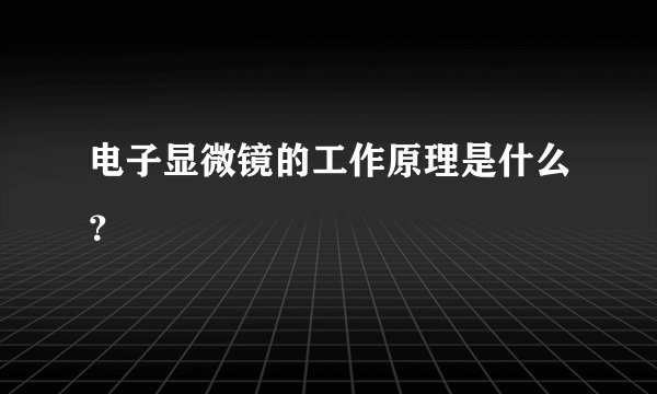 电子显微镜的工作原理是什么？