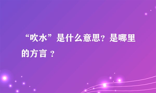 “吹水”是什么意思？是哪里的方言 ？