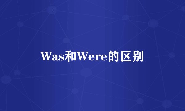 Was和Were的区别