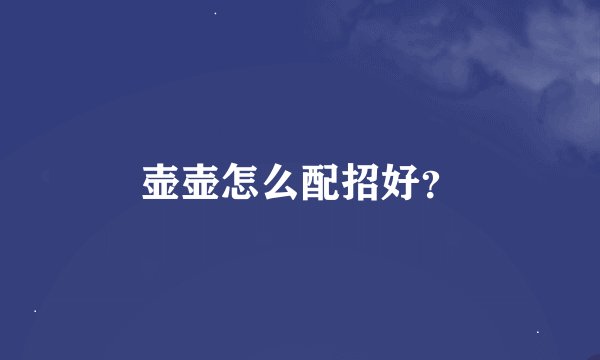 壶壶怎么配招好？