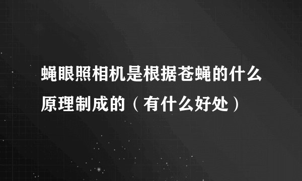 蝇眼照相机是根据苍蝇的什么原理制成的（有什么好处）