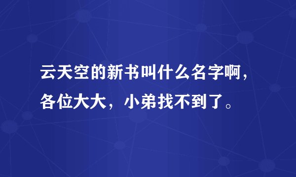 云天空的新书叫什么名字啊，各位大大，小弟找不到了。