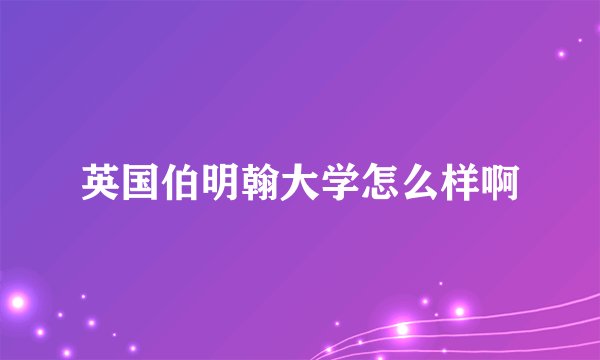 英国伯明翰大学怎么样啊