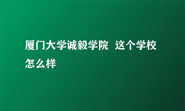 厦门大学诚毅学院  这个学校怎么样
