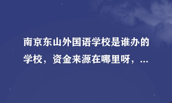 南京东山外国语学校是谁办的学校，资金来源在哪里呀，会不会随时倒闭！