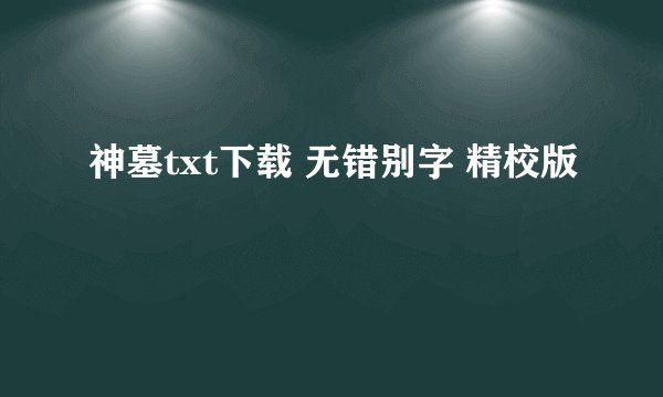 神墓txt下载 无错别字 精校版