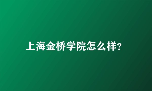 上海金桥学院怎么样？