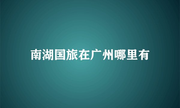 南湖国旅在广州哪里有