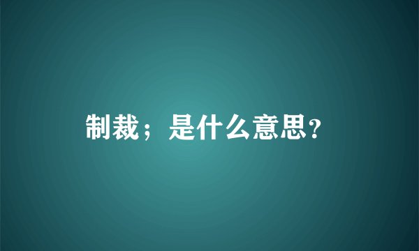 制裁；是什么意思？