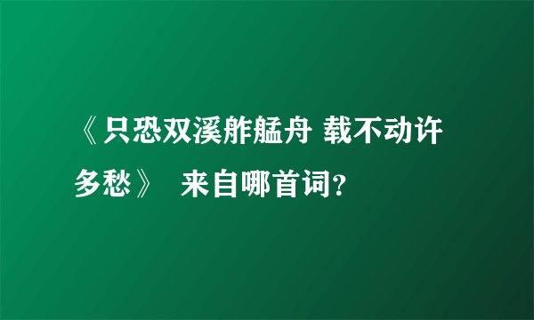 《只恐双溪舴艋舟 载不动许多愁》  来自哪首词？