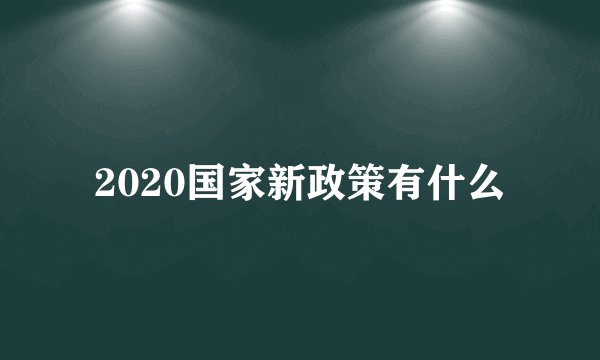 2020国家新政策有什么