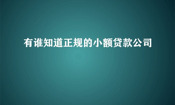有谁知道正规的小额贷款公司