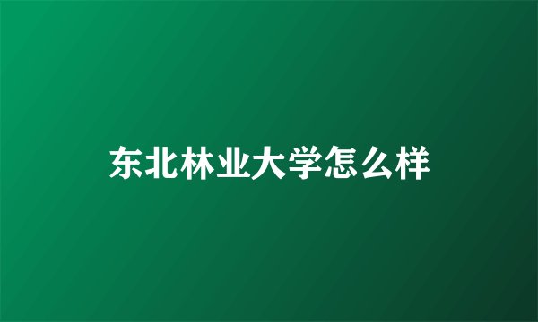 东北林业大学怎么样