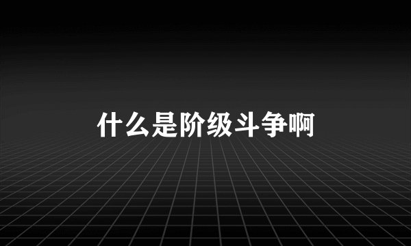 什么是阶级斗争啊