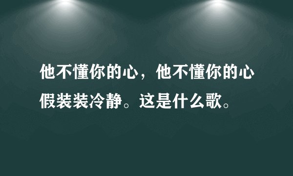 他不懂你的心，他不懂你的心假装装冷静。这是什么歌。