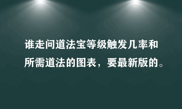 谁走问道法宝等级触发几率和所需道法的图表，要最新版的。