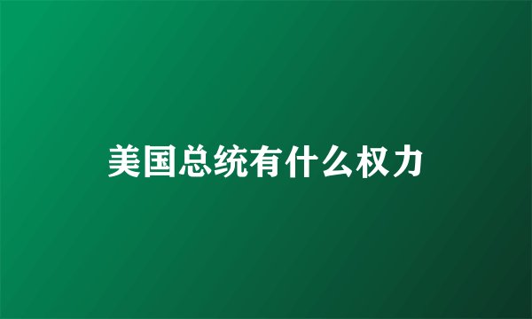 美国总统有什么权力