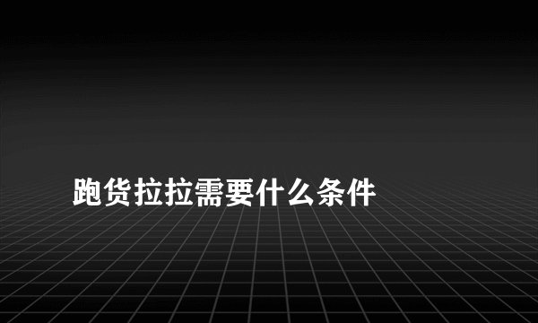 
跑货拉拉需要什么条件

