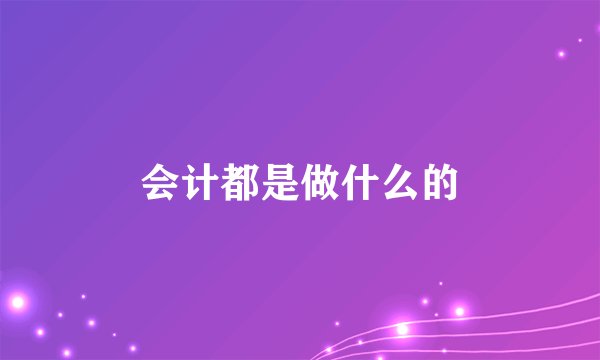 会计都是做什么的