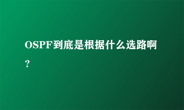 OSPF到底是根据什么选路啊？
