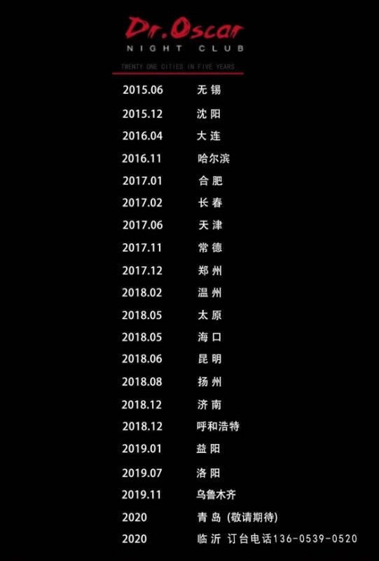 中国有哪些城市有奥斯卡酒吧分布图。