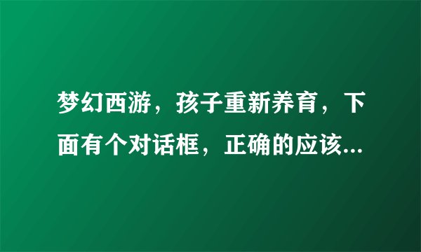 梦幻西游，孩子重新养育，下面有个对话框，正确的应该怎么写，我写好，显示输入错误