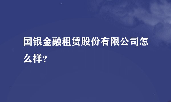 国银金融租赁股份有限公司怎么样？