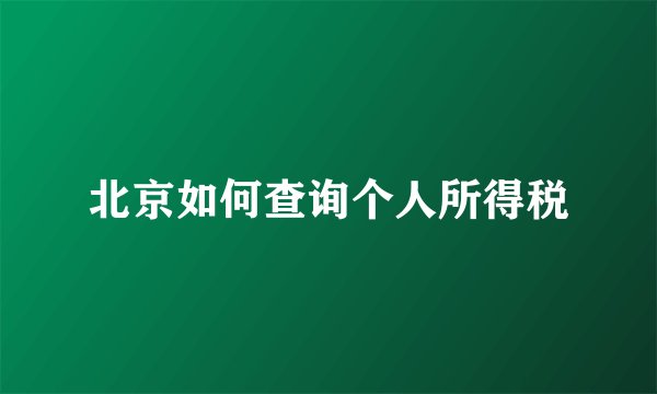 北京如何查询个人所得税
