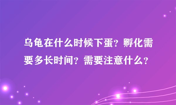 乌龟在什么时候下蛋？孵化需要多长时间？需要注意什么？